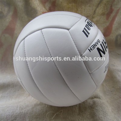 pure white machine stitch match quality PU volley ball print with client's logo